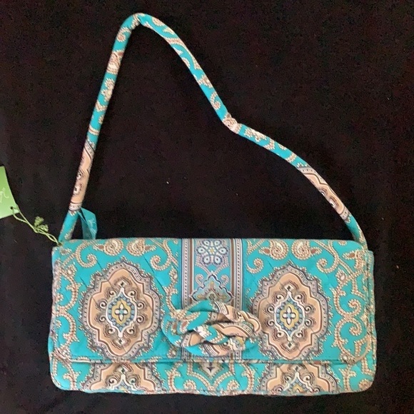 😀Vera Bradley Knot Just a Clutch Totally Turq Crossbody Bag - Picture 1 of 11